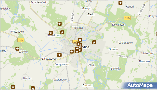 mapa Gryfice, Gryfice na mapie Targeo