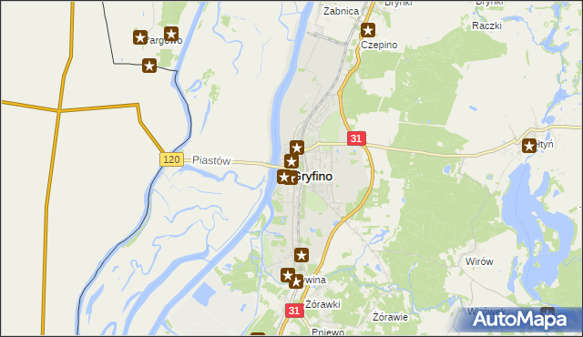 mapa Gryfino, Gryfino na mapie Targeo