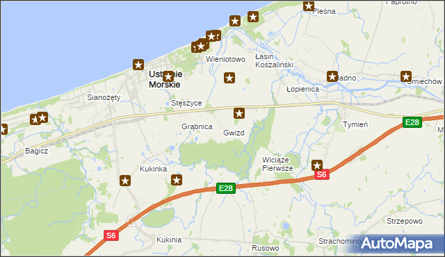mapa Gwizd, Gwizd na mapie Targeo