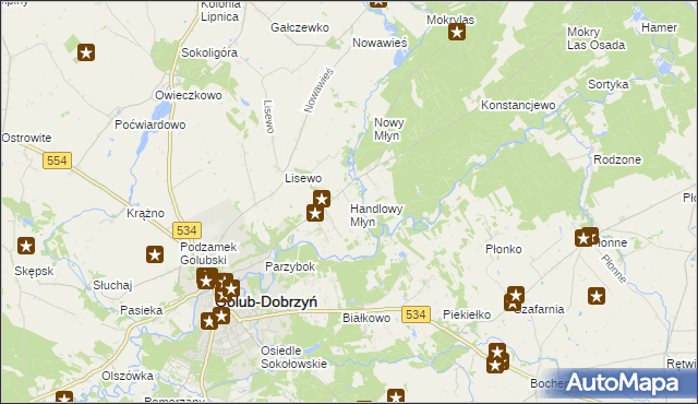 mapa Handlowy Młyn, Handlowy Młyn na mapie Targeo