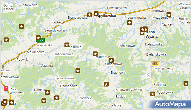 mapa Harkabuz, Harkabuz na mapie Targeo