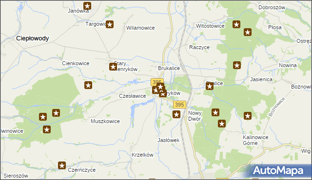 mapa Henryków gmina Ziębice, Henryków gmina Ziębice na mapie Targeo
