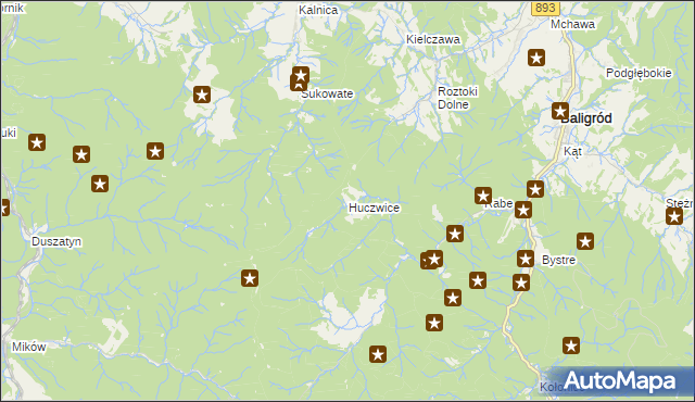 mapa Huczwice, Huczwice na mapie Targeo