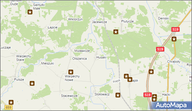 mapa Husaki, Husaki na mapie Targeo