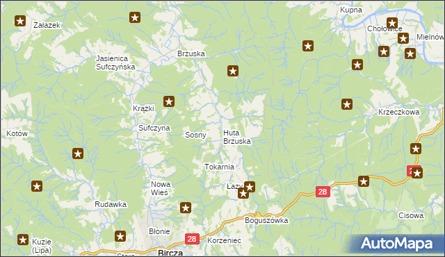 mapa Huta Brzuska, Huta Brzuska na mapie Targeo