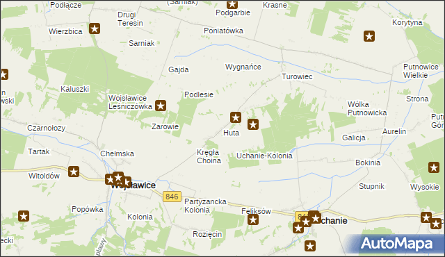 mapa Huta gmina Wojsławice, Huta gmina Wojsławice na mapie Targeo