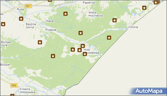 mapa Huta Kryształowa, Huta Kryształowa na mapie Targeo