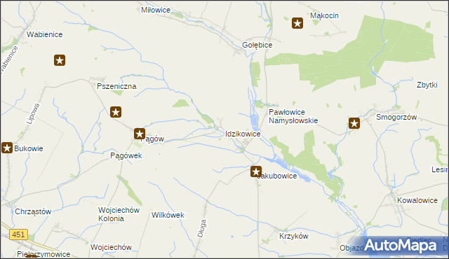mapa Idzikowice gmina Wilków, Idzikowice gmina Wilków na mapie Targeo