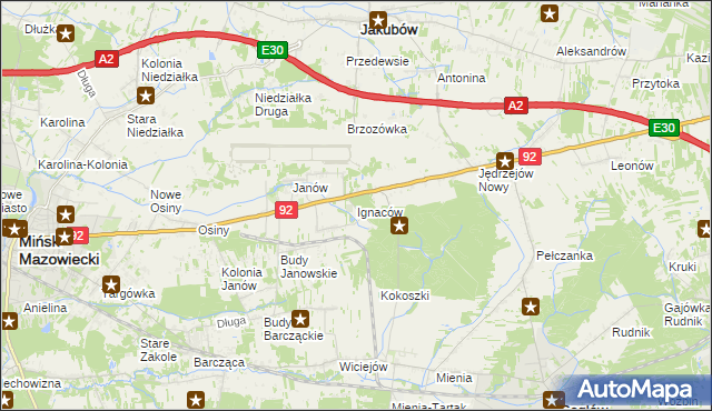 mapa Ignaców gmina Mińsk Mazowiecki, Ignaców gmina Mińsk Mazowiecki na mapie Targeo