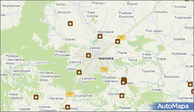 mapa Iwaniska, Iwaniska na mapie Targeo
