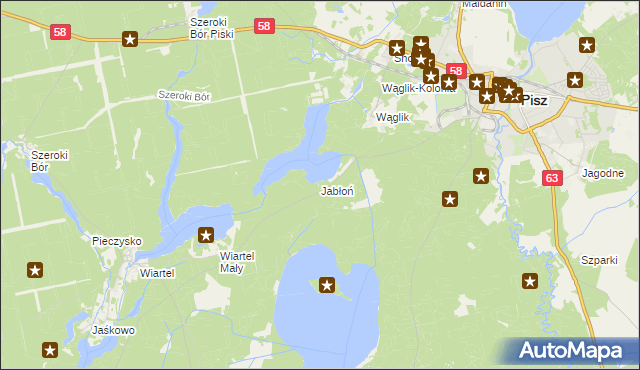 mapa Jabłoń gmina Pisz, Jabłoń gmina Pisz na mapie Targeo