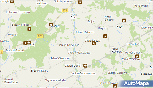 mapa Jabłoń-Zarzeckie, Jabłoń-Zarzeckie na mapie Targeo