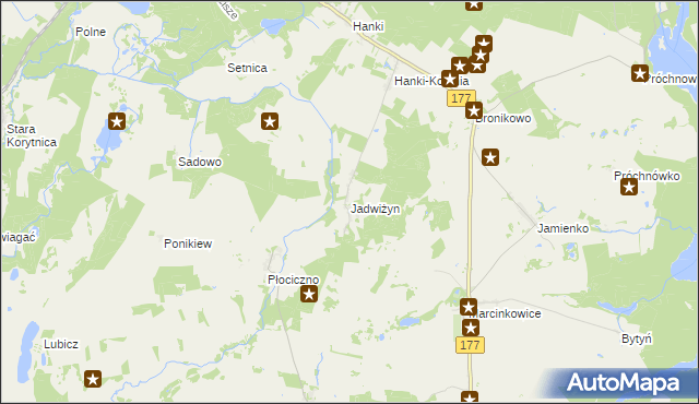 mapa Jadwiżyn gmina Mirosławiec, Jadwiżyn gmina Mirosławiec na mapie Targeo