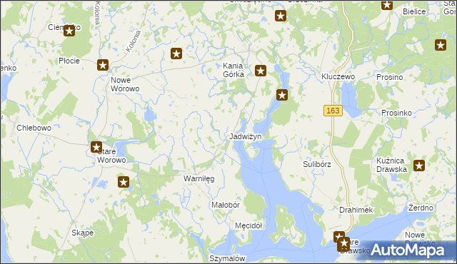 mapa Jadwiżyn gmina Złocieniec, Jadwiżyn gmina Złocieniec na mapie Targeo