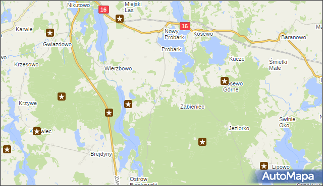 mapa Jakubowo gmina Piecki, Jakubowo gmina Piecki na mapie Targeo