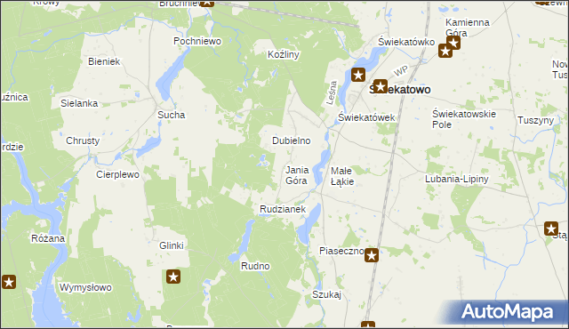 mapa Jania Góra gmina Świekatowo, Jania Góra gmina Świekatowo na mapie Targeo