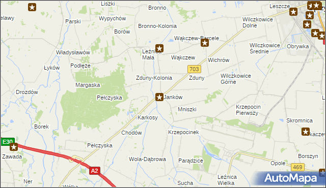 mapa Janków gmina Łęczyca, Janków gmina Łęczyca na mapie Targeo