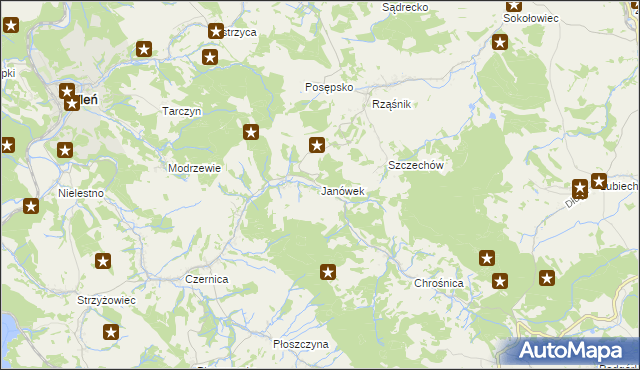mapa Janówek gmina Jeżów Sudecki, Janówek gmina Jeżów Sudecki na mapie Targeo