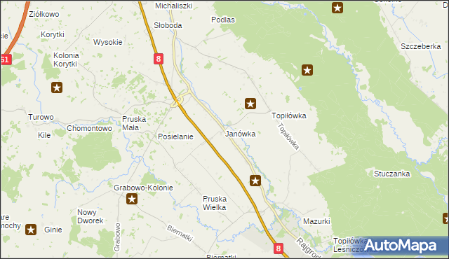mapa Janówka gmina Augustów, Janówka gmina Augustów na mapie Targeo