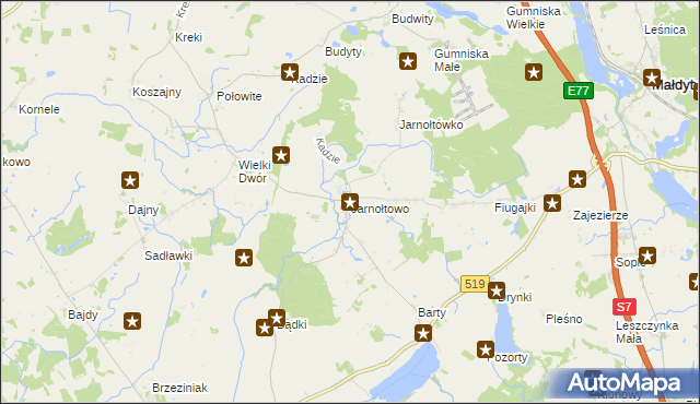 mapa Jarnołtowo, Jarnołtowo na mapie Targeo