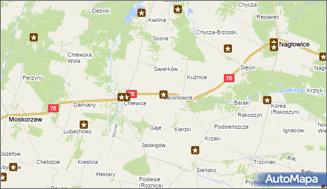 mapa Jaronowice, Jaronowice na mapie Targeo