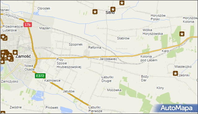 mapa Jarosławiec gmina Sitno, Jarosławiec gmina Sitno na mapie Targeo