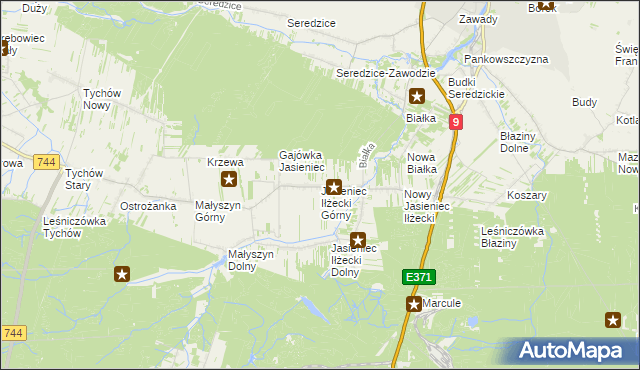 mapa Jasieniec Iłżecki Górny, Jasieniec Iłżecki Górny na mapie Targeo