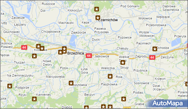 mapa Jaśkowice gmina Skawina, Jaśkowice gmina Skawina na mapie Targeo
