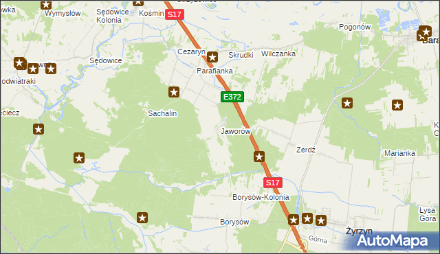 mapa Jaworów gmina Żyrzyn, Jaworów gmina Żyrzyn na mapie Targeo