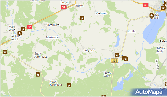 mapa Jażyniec, Jażyniec na mapie Targeo