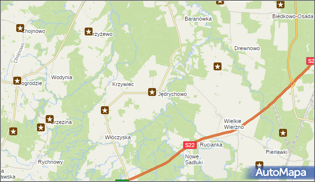 mapa Jędrychowo gmina Frombork, Jędrychowo gmina Frombork na mapie Targeo