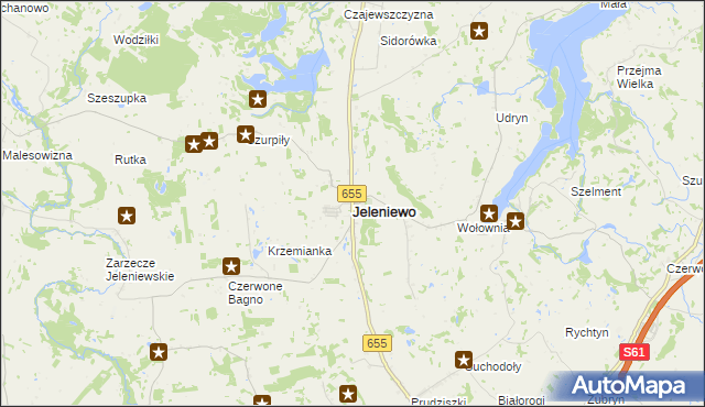 mapa Jeleniewo, Jeleniewo na mapie Targeo