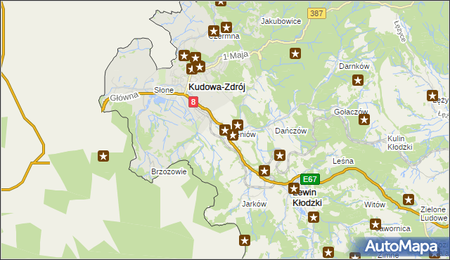 mapa Jeleniów gmina Lewin Kłodzki, Jeleniów gmina Lewin Kłodzki na mapie Targeo