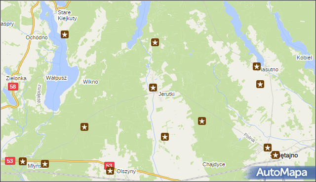 mapa Jerutki, Jerutki na mapie Targeo