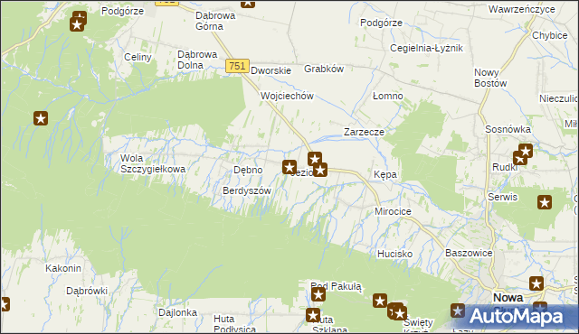 mapa Jeziorko gmina Nowa Słupia, Jeziorko gmina Nowa Słupia na mapie Targeo