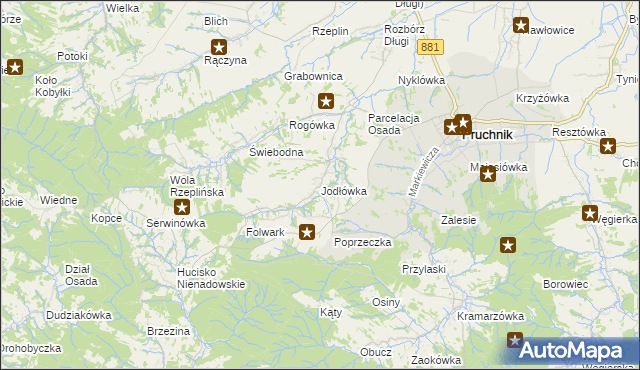 mapa Jodłówka gmina Pruchnik, Jodłówka gmina Pruchnik na mapie Targeo