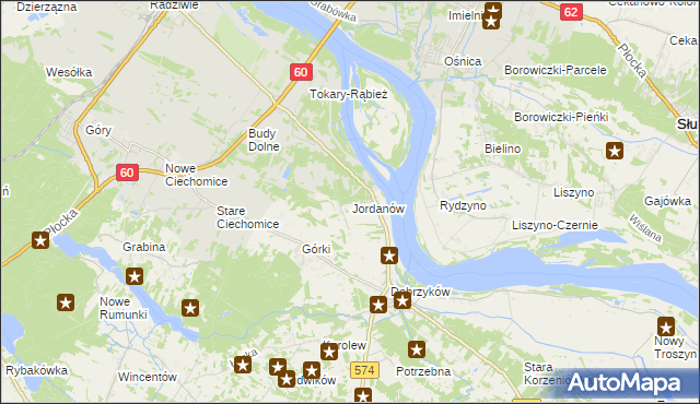 mapa Jordanów gmina Gąbin, Jordanów gmina Gąbin na mapie Targeo