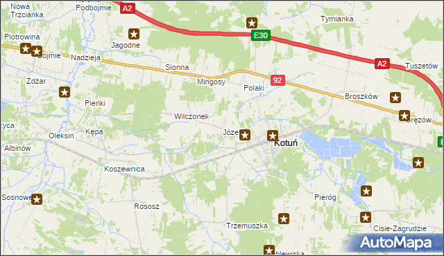 mapa Józefin gmina Kotuń, Józefin gmina Kotuń na mapie Targeo