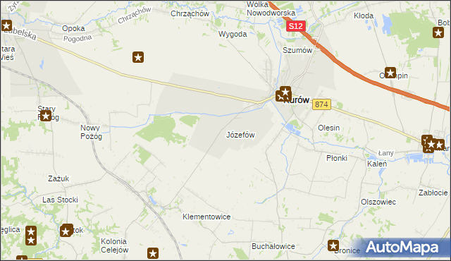 mapa Józefów gmina Kurów, Józefów gmina Kurów na mapie Targeo