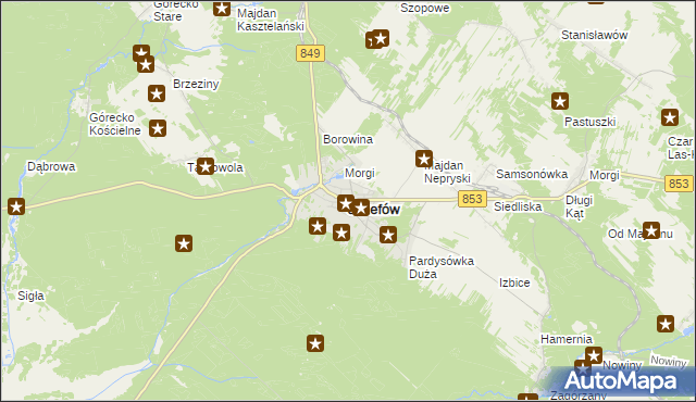 mapa Józefów powiat biłgorajski, Józefów powiat biłgorajski na mapie Targeo