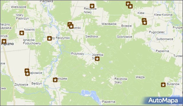 mapa Józefów Stary gmina Przedbórz, Józefów Stary gmina Przedbórz na mapie Targeo