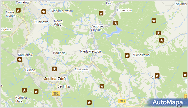 mapa Jugowice gmina Walim, Jugowice gmina Walim na mapie Targeo