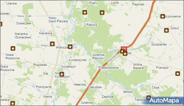 mapa Julianów Raducki, Julianów Raducki na mapie Targeo