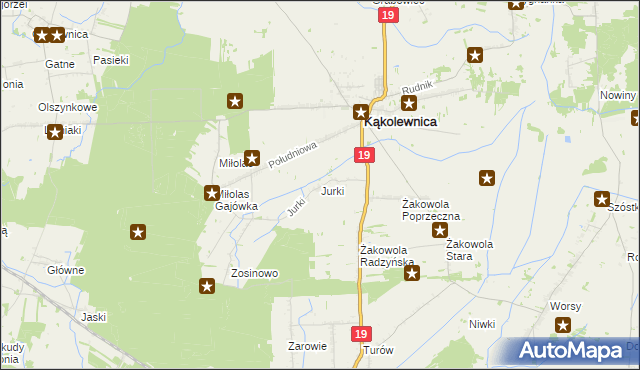 mapa Jurki gmina Kąkolewnica, Jurki gmina Kąkolewnica na mapie Targeo