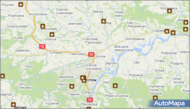 mapa Jurków gmina Czchów, Jurków gmina Czchów na mapie Targeo