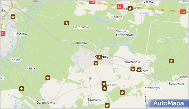 mapa Kaczory powiat pilski, Kaczory powiat pilski na mapie Targeo