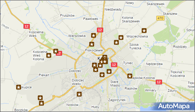 mapa Kalisza, Kalisz na mapie Targeo