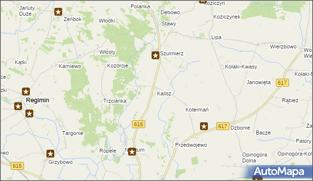 mapa Kalisz gmina Regimin, Kalisz gmina Regimin na mapie Targeo