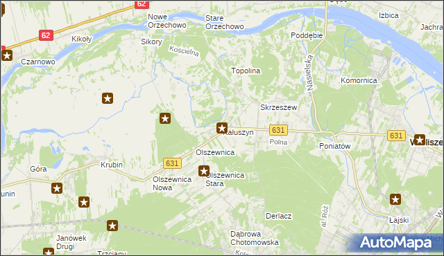 mapa Kałuszyn gmina Wieliszew, Kałuszyn gmina Wieliszew na mapie Targeo