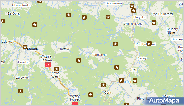 mapa Kamianna, Kamianna na mapie Targeo